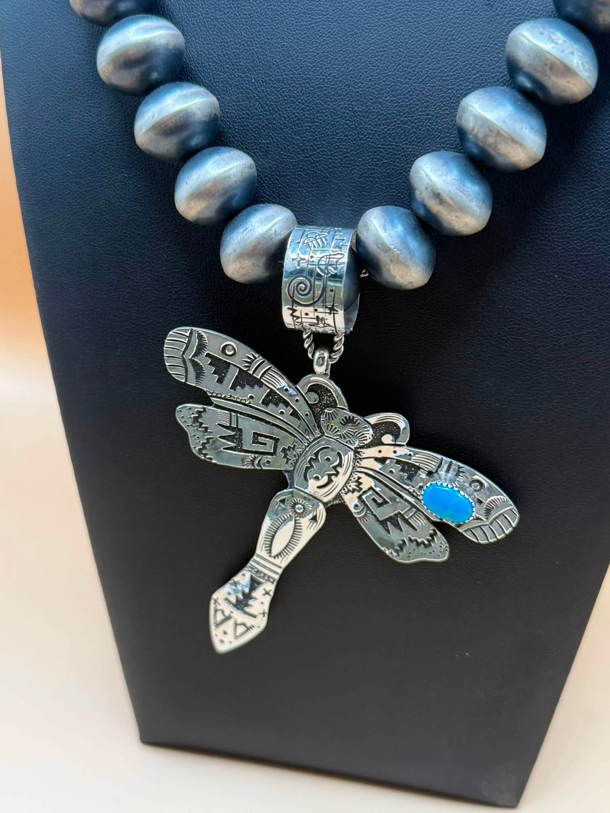 Rose Singer Dragonfly Pendant with Kingman Turquoise
