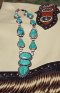 Stunning "Let's Make and Entrance" Tyrone Turquoise Lariat Statement Necklace!