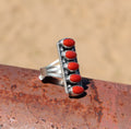 Stunning Corral and Sterling Silver Ring Size 10