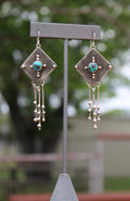 DeVonna Willie Oxidized Sterling Silver Dangle Ears with Prince Turquoise