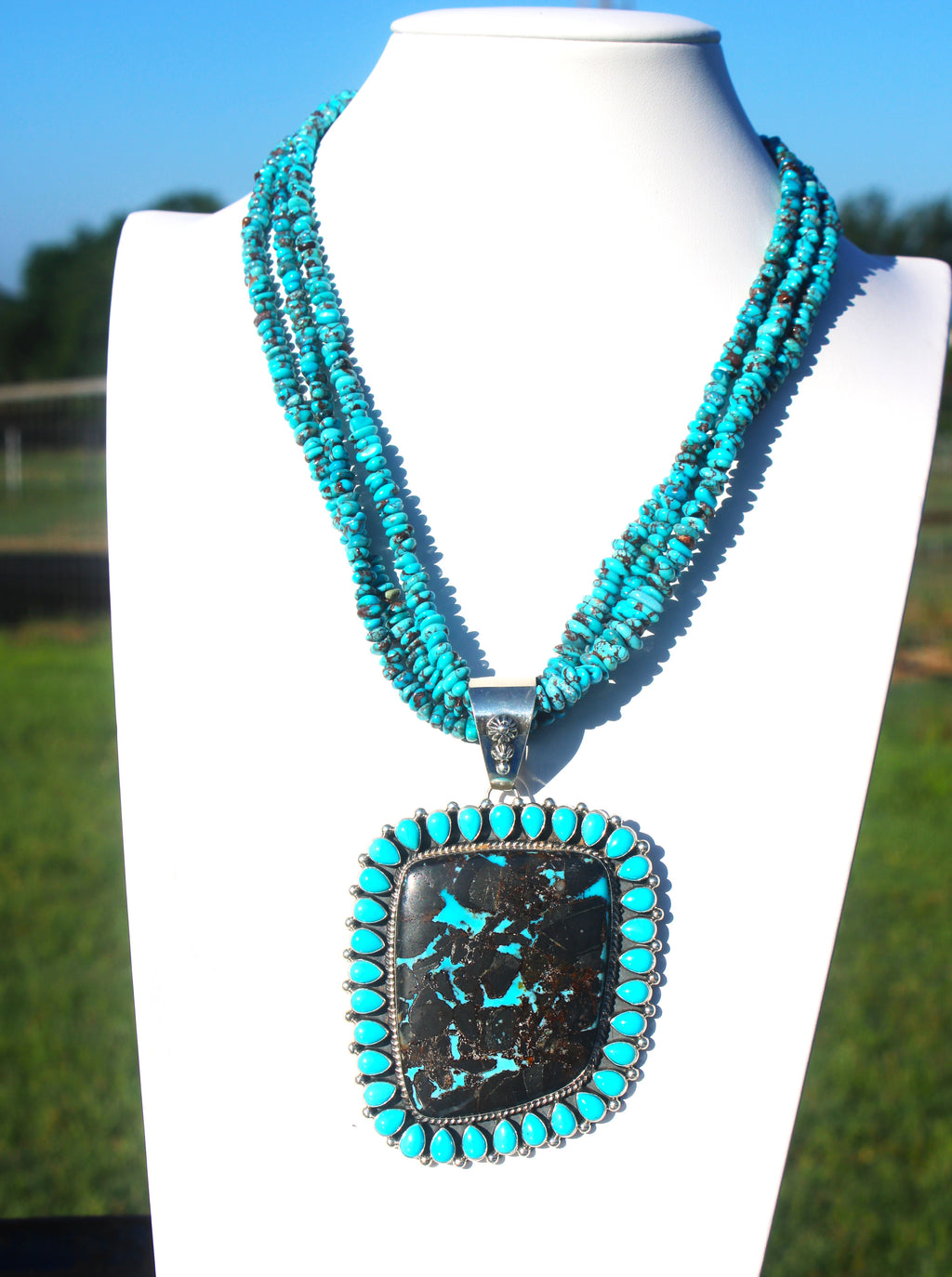 On Sale - Stunning Sleeping Beauty and Blue Moon Turquoise Pendant