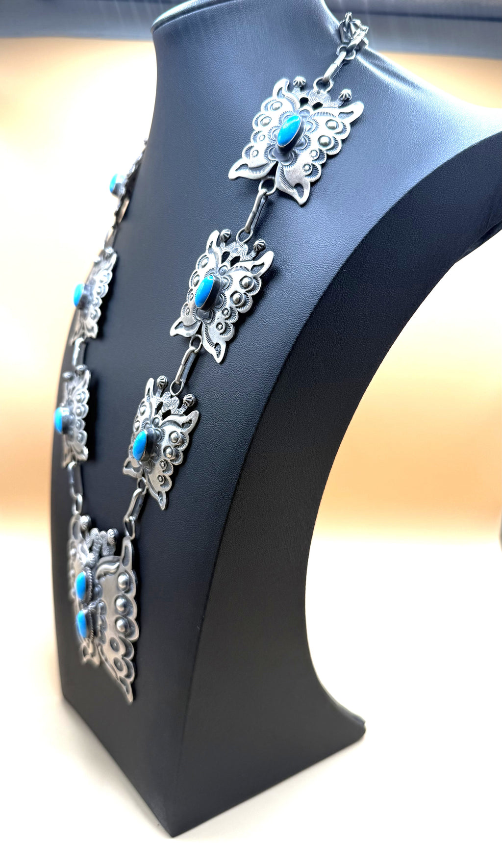 Handmade Sterling Sillver/Sleeping Beauty Butterfly Lariat by Navajo Artist Hemerson Brown