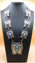 Handmade Sterling Sillver/Sleeping Beauty Butterfly Lariat by Navajo Artist Hemerson Brown